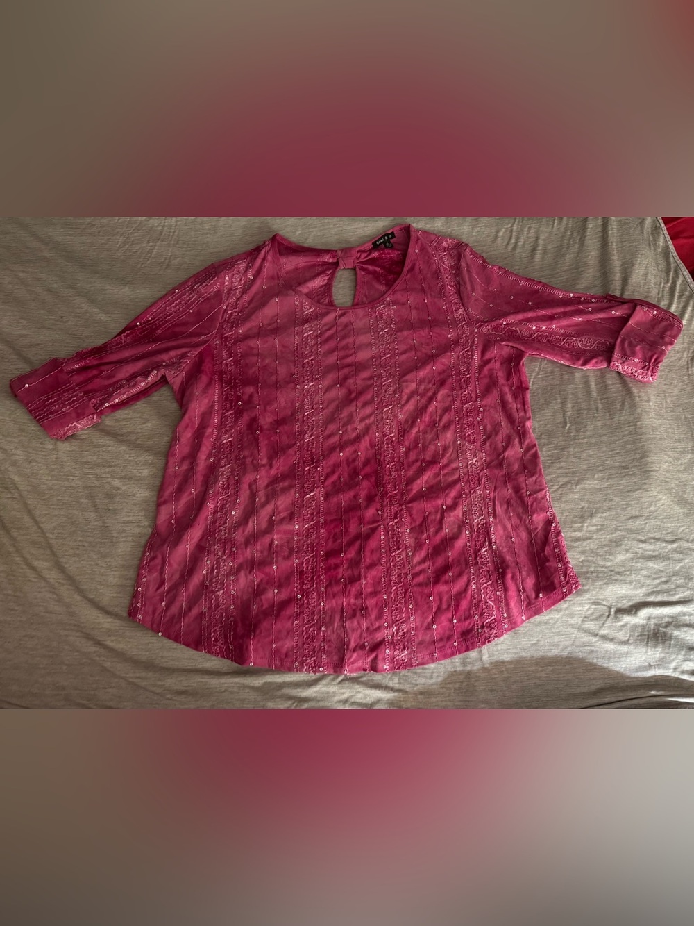 Sami & Jo Raspberry Pink Embellished 3/4 Sleeve Blouse